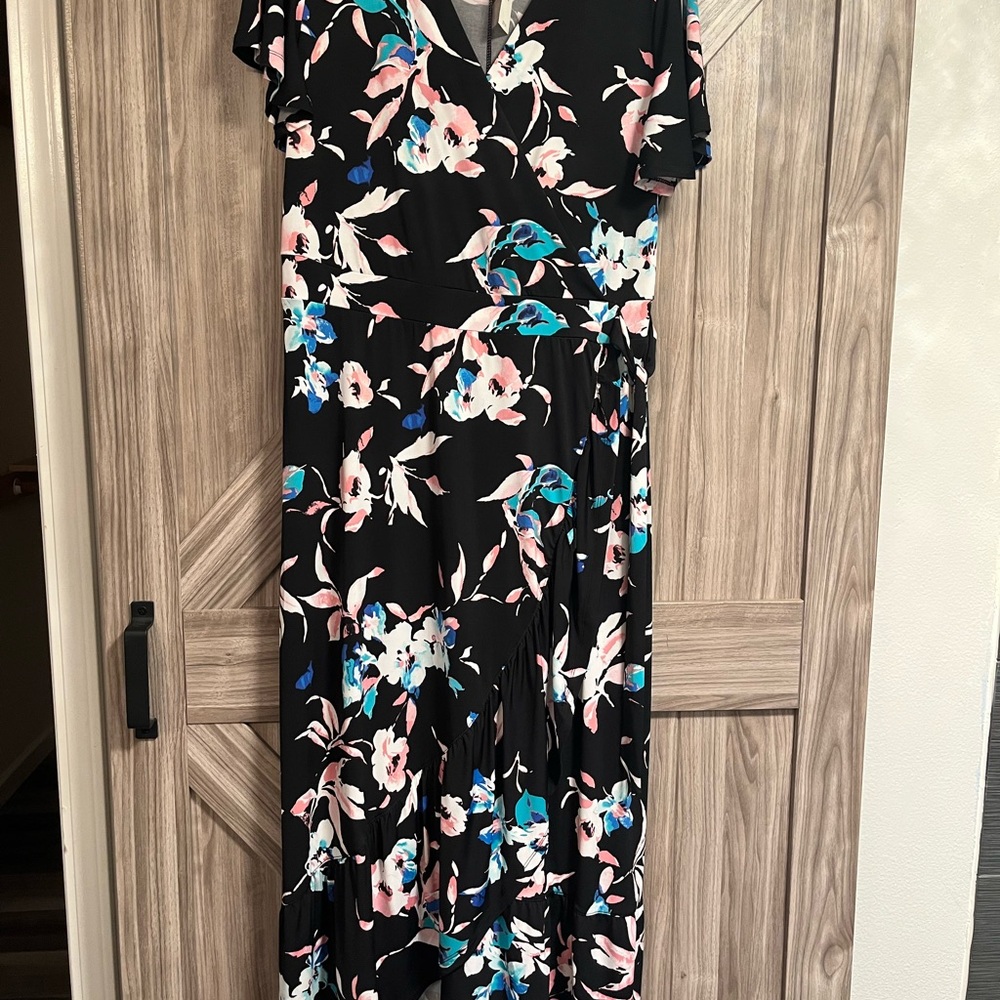 Lane Bryant Black Maxi Dress with Floral Print